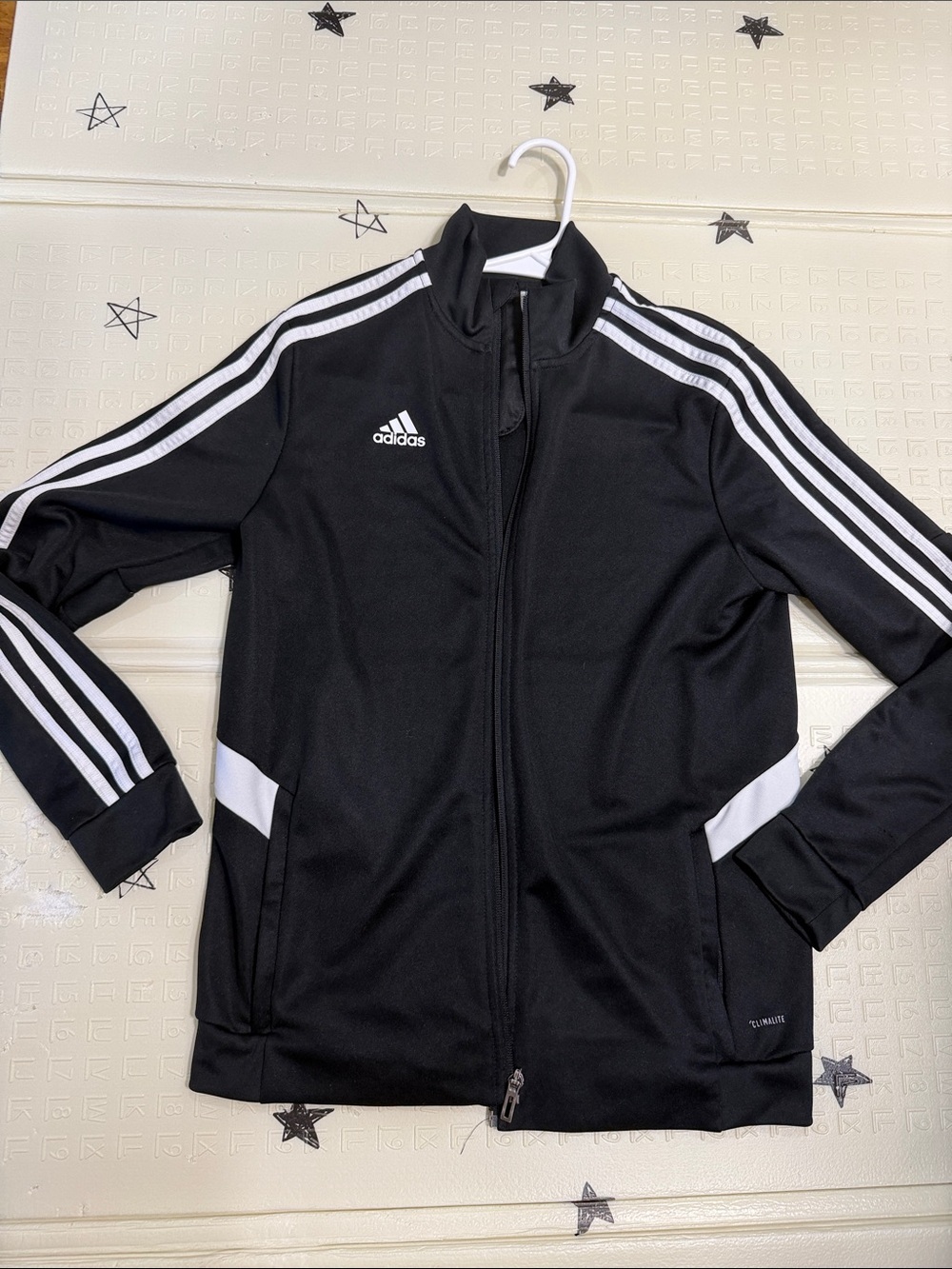 adidas Black Track Jacket with White Stripes